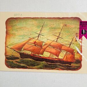 Meyercord Decal Vintage Decorator Sailing Ship Arts Crafts Home Office 13 x 8.75